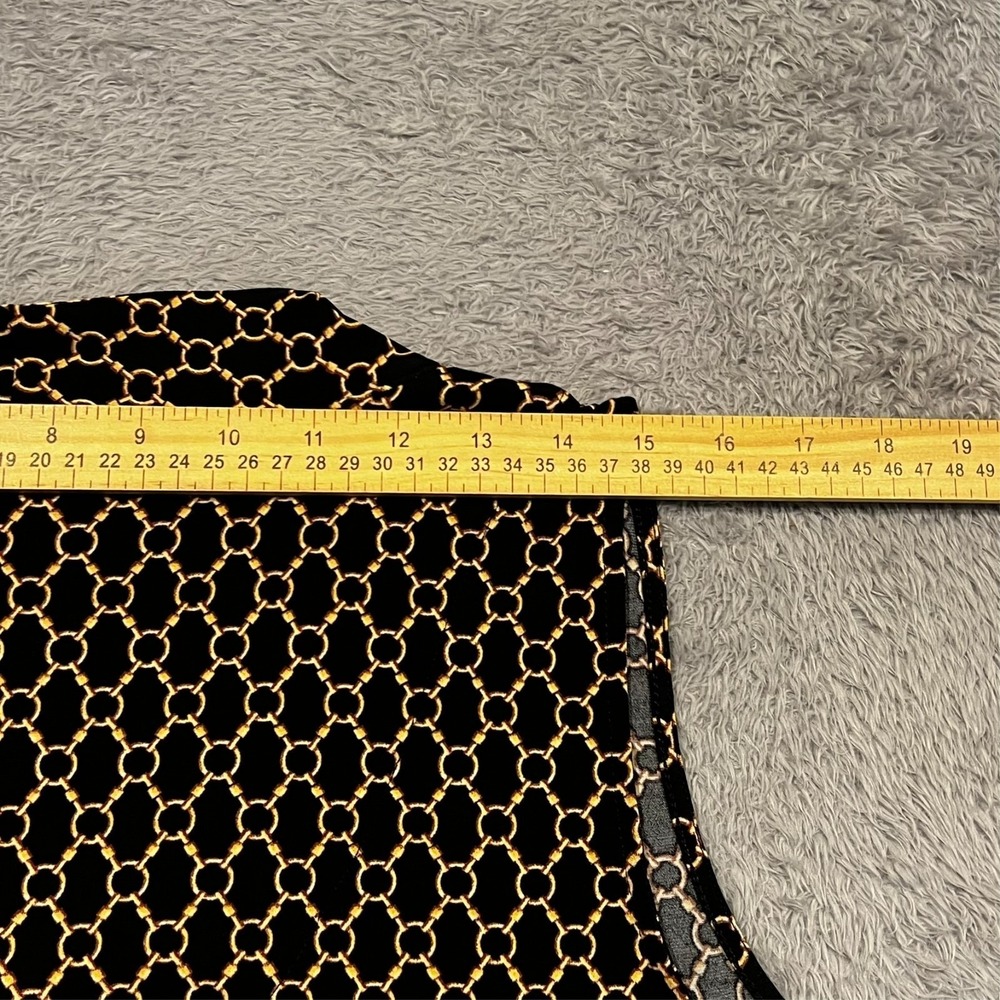 Chico's Sleeveless Blouse Top Black Gold Geometric V-Neck Career Women's 3 US XL - Picture 7 of 9